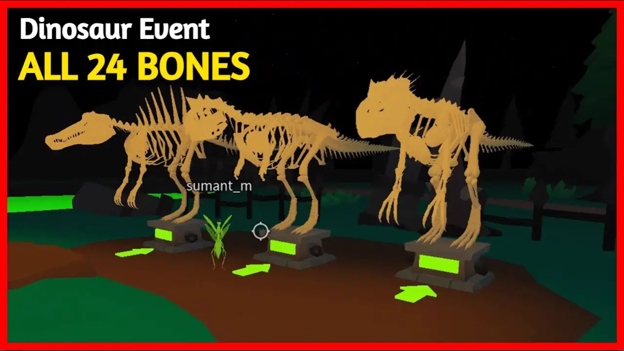 Roblox Animal Simulator ALL 24 BONES Location [Dinosaur Event]